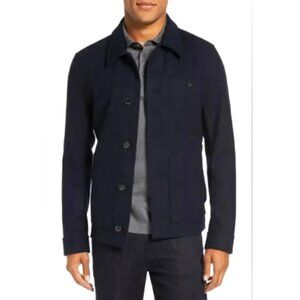 TED BAKER Huey Wool Blend Trim Fit Jacket in Navy Preppy Fall - Men's Size 3 / M